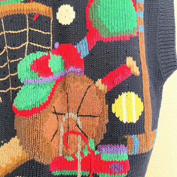 Vintage Traditional Trading Co Hand Knit Sports Sweater Vest Medium 100% Cotton - Picture 8 of 10
